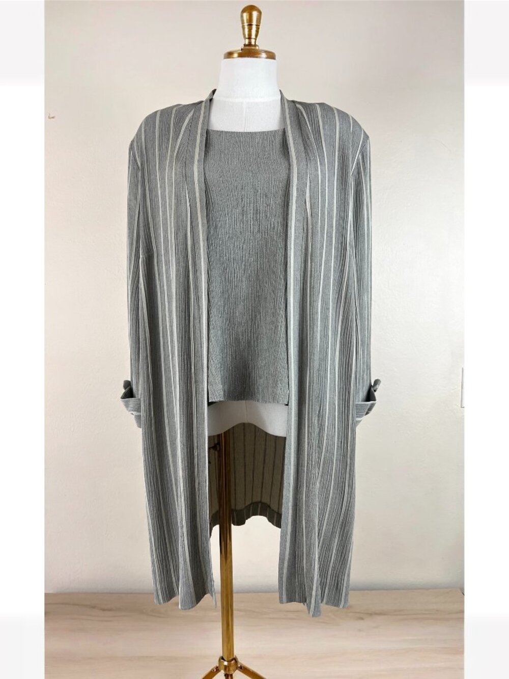 Vintage R&M Richards by Karen Wong 2 Piece Grey Tank & Duster Sz 14 Fits 10/Lrg